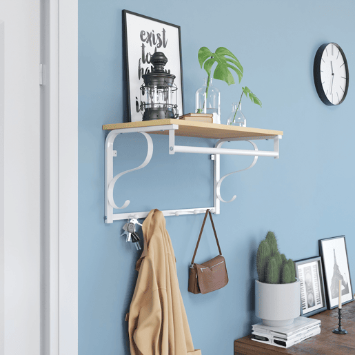 SUPORTE DE PAREDE com cabides de 60 cm, carvalho de Sonomabranco