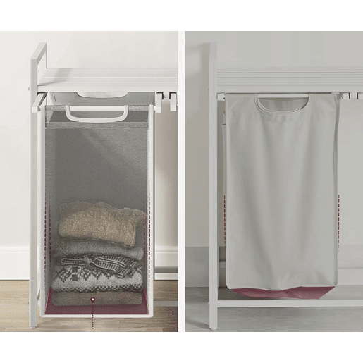 PRATELEIRA DE CASA DE BANHO com cestos de roupa suja 2 unidades, branca