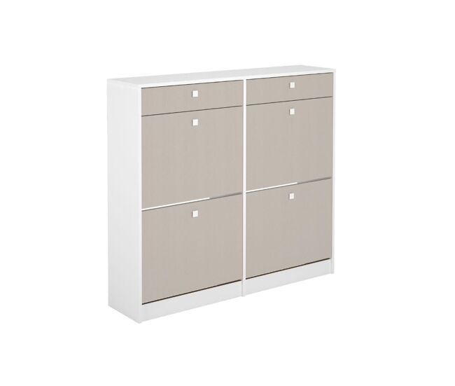 Zapatero Sirena 4 puertas con 2 cajones blanco/gris 104,3x116,8x27 cm
