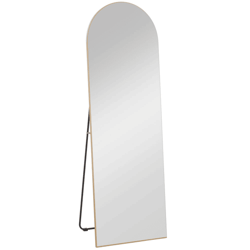 HOMCOM Espelho de Corpo Inteiro 150x50 cm Espelho de Pé Arqueado Sem Moldura Independente Apoiável e de Parede para Quarto Sala Dourado