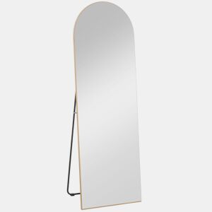 HOMCOM Espelho de Corpo Inteiro 150x50 cm Espelho de Pé Arqueado Sem Moldura Independente Apoiável e de Parede para Quarto Sala Dourado