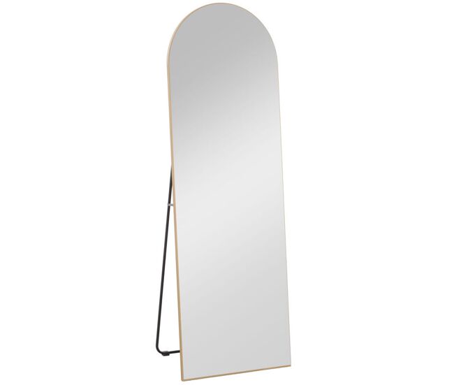Homcom espejo de cuerpo entero, 150x50 cm, espejo de pie arqueado, sin marco, independiente, apoyado y de pared, para dormitorio, salón, dorado