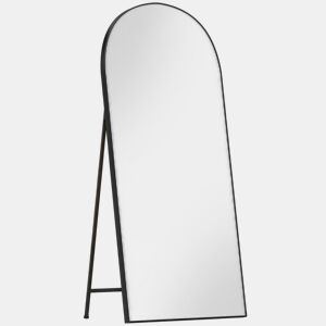 HOMCOM Espelho de Corpo Inteiro 180x80 cm Espelho de Pé Arqueado Moldura de Alumínio Preto Independente Apoiado e de Parede para Quarto Sala de Estar Preto