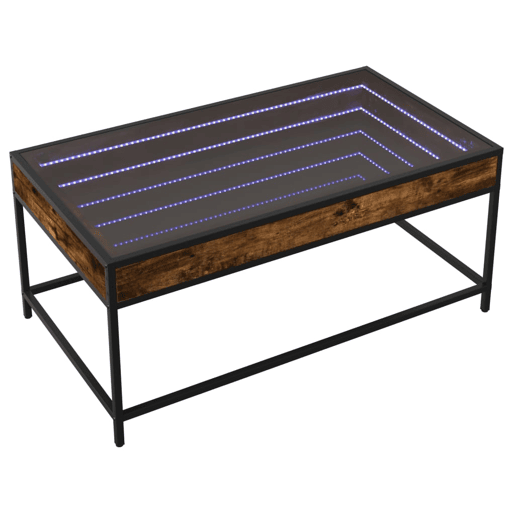 Mesa de Centro, Mesa baixa, luzes LED Infinity 90x50x41 cm carvalho fumado