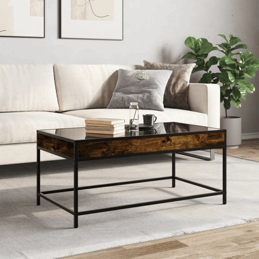 Mesa de Centro, Mesa baixa, luzes LED Infinity 90x50x41 cm carvalho fumado