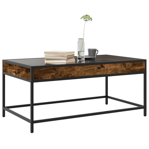 Mesa de Centro, Mesa baixa, luzes LED Infinity 90x50x41 cm carvalho fumado