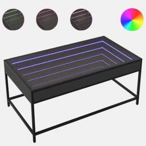 Mesa de Centro, Mesa baixa, luzes LED Infinity 90x50x41 cm preto