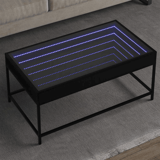 Mesa de Centro, Mesa baixa, luzes LED Infinity 90x50x41 cm preto