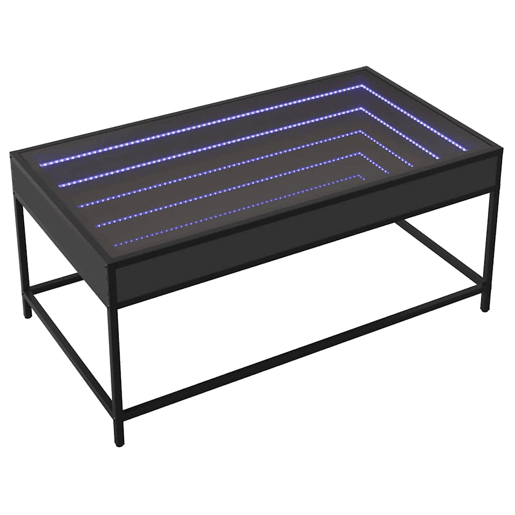 Mesa de Centro, Mesa baixa, luzes LED Infinity 90x50x41 cm preto