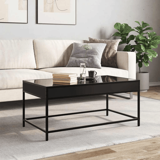Mesa de Centro, Mesa baixa, luzes LED Infinity 90x50x41 cm preto
