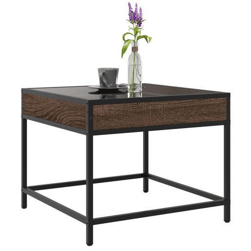 Mesa de Centro, Mesa baixa, luzes LED Infinity 50x50x41 cm carvalho castanho