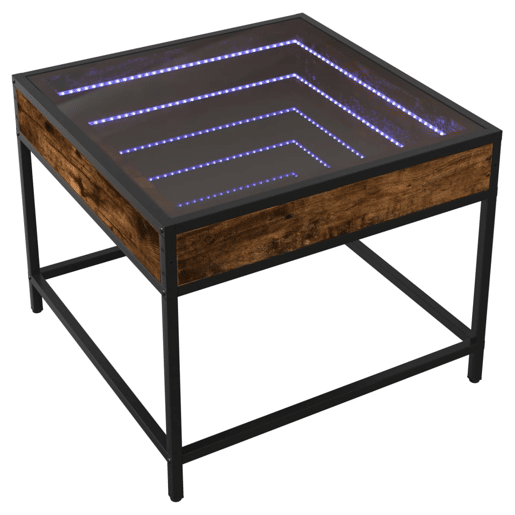 Mesa de Centro, Mesa baixa, luzes LED Infinity 50x50x41 cm carvalho fumado