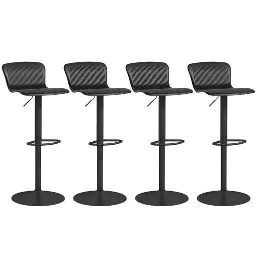 HOMCOM Conjunto de 4 Bancos Altos de Cozinha Cadeiras Altas de Cozinha Giratória com Encosto e Altura Ajustável Carga 120 kg para Bar Sala de Estar Sala de Jantar Preto