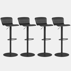 HOMCOM Conjunto de 4 Bancos Altos de Cozinha Cadeiras Altas de Cozinha Giratória com Encosto e Altura Ajustável Carga 120 kg para Bar Sala de Estar Sala de Jantar Preto