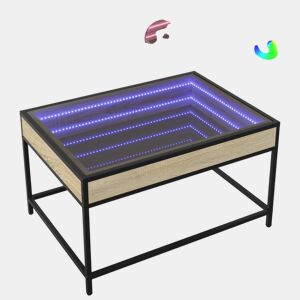 Mesa de Centro, Mesa baixa, luzes LED Infinity 70x50x41 cm carvalho sonoma