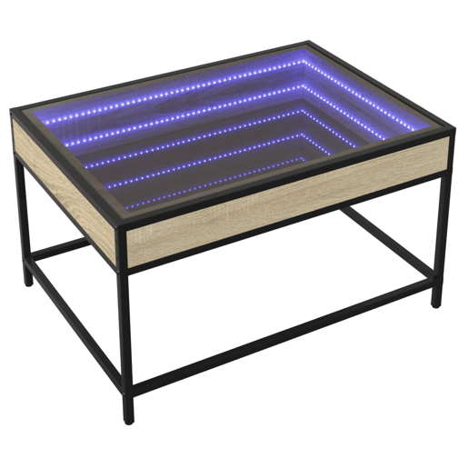 Mesa de Centro, Mesa baixa, luzes LED Infinity 70x50x41 cm carvalho sonoma