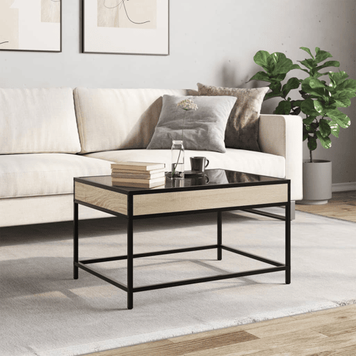Mesa de Centro, Mesa baixa, luzes LED Infinity 70x50x41 cm carvalho sonoma