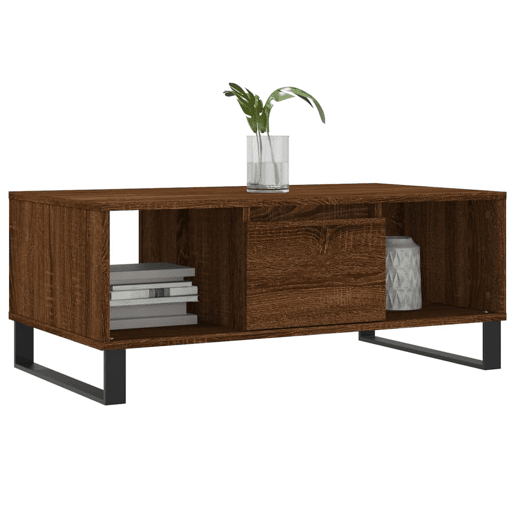 Mesa de Centro, Mesa baixa, 90x50x36,5cm derivados madeira carvalho castanho