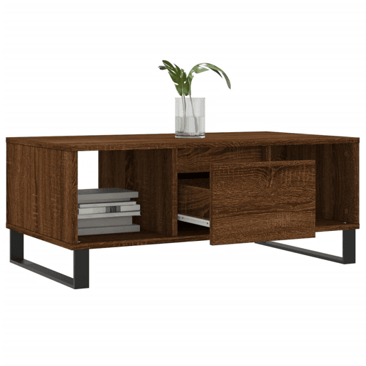 Mesa de Centro, Mesa baixa, 90x50x36,5cm derivados madeira carvalho castanho
