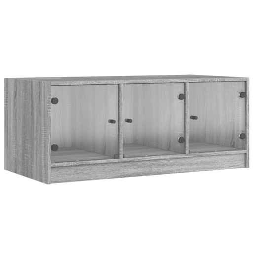 Mesa de Centro, Mesa baixa, c portas de vidro 102x50x42 cm cinza sonoma