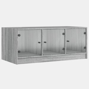 Mesa de Centro, Mesa baixa, c portas de vidro 102x50x42 cm cinza sonoma