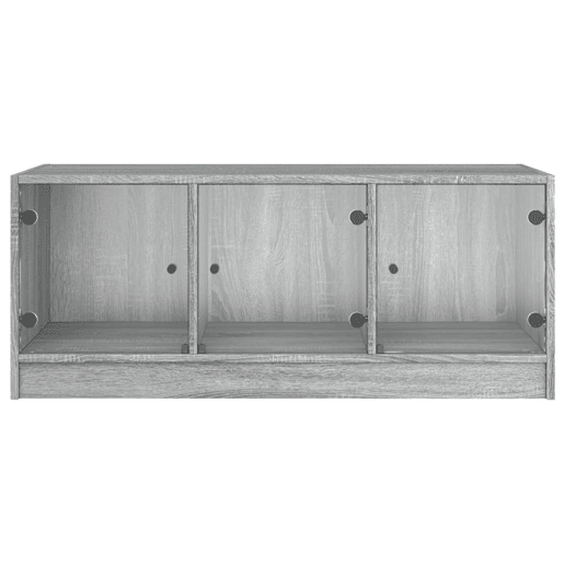 Mesa de Centro, Mesa baixa, c portas de vidro 102x50x42 cm cinza sonoma