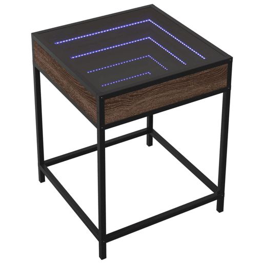 Mesa de Centro, Mesa baixa, luzes LED Infinity 40x40x51 cm carvalho castanho