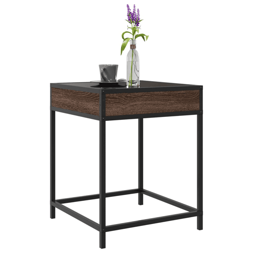 Mesa de Centro, Mesa baixa, luzes LED Infinity 40x40x51 cm carvalho castanho