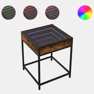 Mesa de Centro, Mesa baixa, luzes LED Infinity 40x40x51 cm carvalho fumado