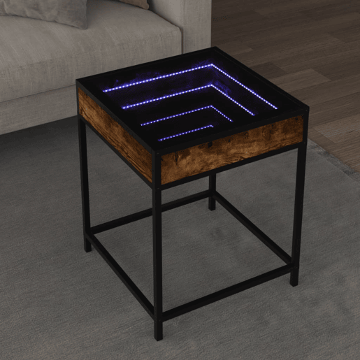 Mesa de Centro, Mesa baixa, luzes LED Infinity 40x40x51 cm carvalho fumado