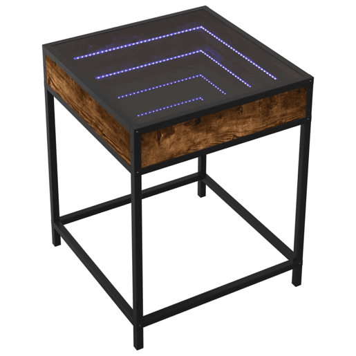 Mesa de Centro, Mesa baixa, luzes LED Infinity 40x40x51 cm carvalho fumado