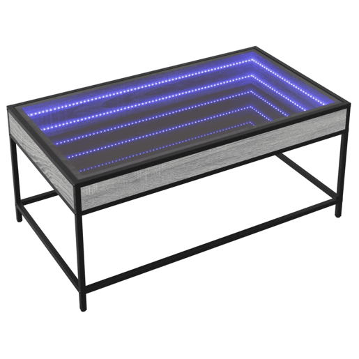 Mesa de Centro, Mesa baixa, luzes LED Infinity 90x50x41 cm cinzento sonoma