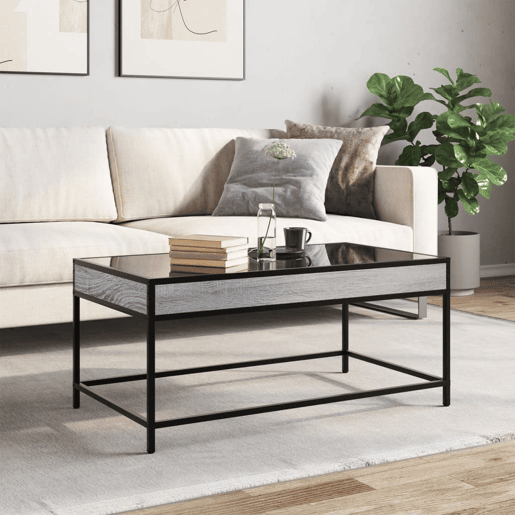 Mesa de Centro, Mesa baixa, luzes LED Infinity 90x50x41 cm cinzento sonoma
