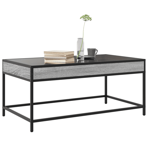 Mesa de Centro, Mesa baixa, luzes LED Infinity 90x50x41 cm cinzento sonoma
