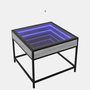 Mesa de Centro, Mesa baixa, luzes LED Infinity 50x50x41 cm cinzento sonoma