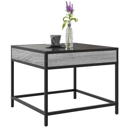 Mesa de Centro, Mesa baixa, luzes LED Infinity 50x50x41 cm cinzento sonoma