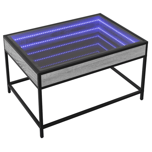 Mesa de Centro, Mesa baixa, luzes LED Infinity 70x50x41 cm cinzento sonoma
