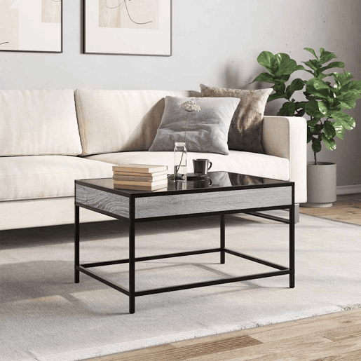 Mesa de Centro, Mesa baixa, luzes LED Infinity 70x50x41 cm cinzento sonoma