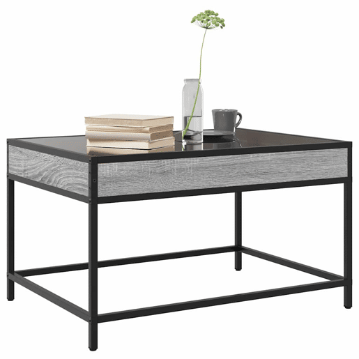Mesa de Centro, Mesa baixa, luzes LED Infinity 70x50x41 cm cinzento sonoma