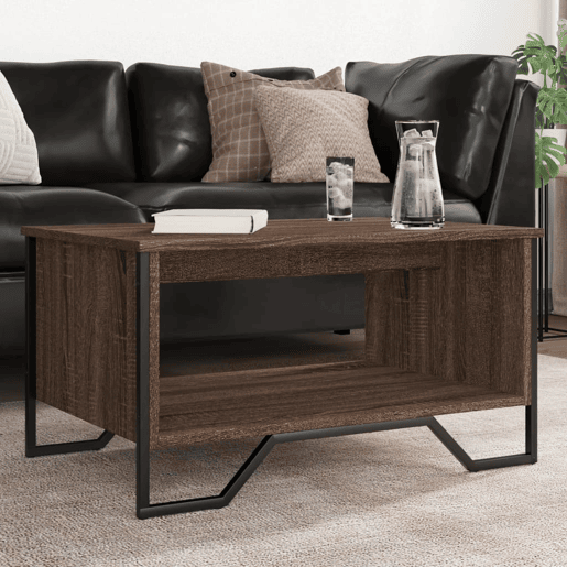 Mesa de Centro, Mesa baixa, 75x51x40 cm derivados madeira carvalho castanho