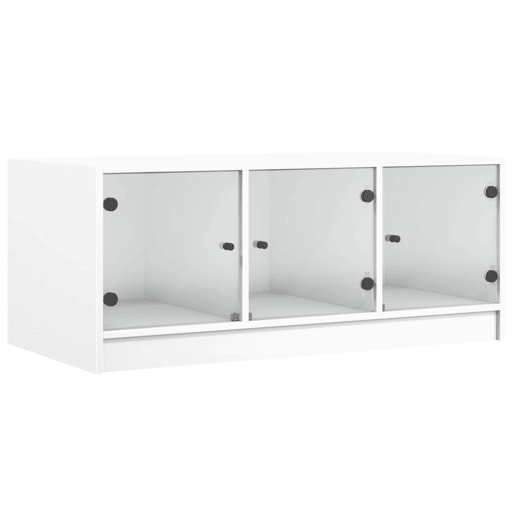 Mesa de Centro, Mesa baixa, c portas de vidro 102x50x42 cm branco