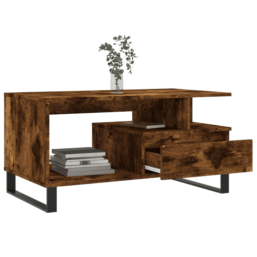 Mesa de Centro, Mesa baixa, 90x49x45 cm derivados madeira carvalho fumado