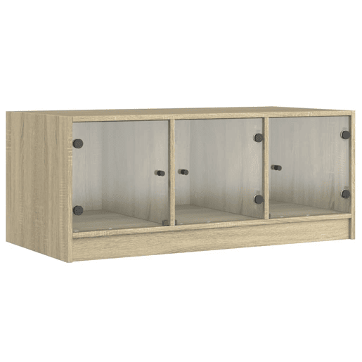 Mesa de Centro, Mesa baixa, c portas de vidro 102x50x42 cm carvalho sonoma