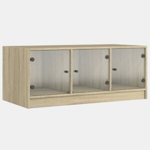 Mesa de Centro, Mesa baixa, c portas de vidro 102x50x42 cm carvalho sonoma