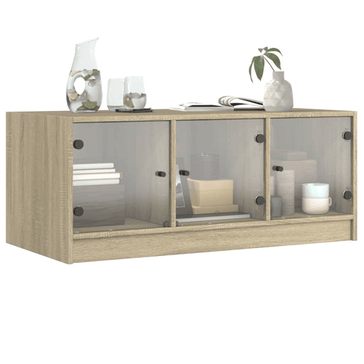 Mesa de Centro, Mesa baixa, c portas de vidro 102x50x42 cm carvalho sonoma
