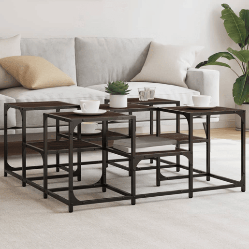 Mesa de Centro, Mesa baixa, 91x91x40 cm derivados madeira carvalho castanho