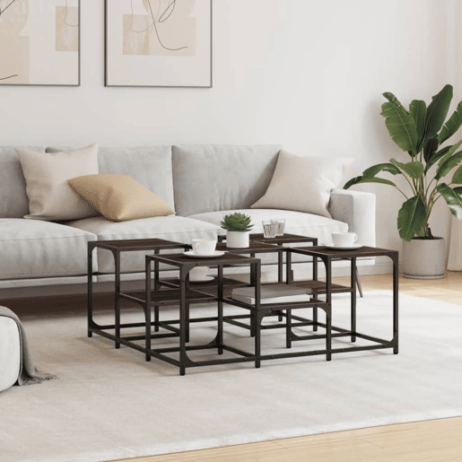 Mesa de Centro, Mesa baixa, 91x91x40 cm derivados madeira carvalho castanho
