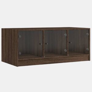 Mesa de Centro, Mesa baixa, c portas de vidro 102x50x42cm carvalho castanho