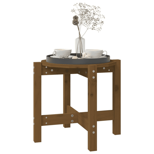 Mesa de Centro, Mesa baixa, Ø 52,5x45 cm madeira pinho maciça castanho-mel
