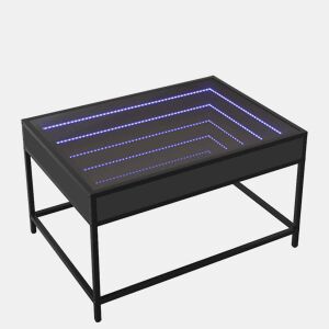 Mesa de Centro, Mesa baixa, luzes LED Infinity 70x50x41 cm preto